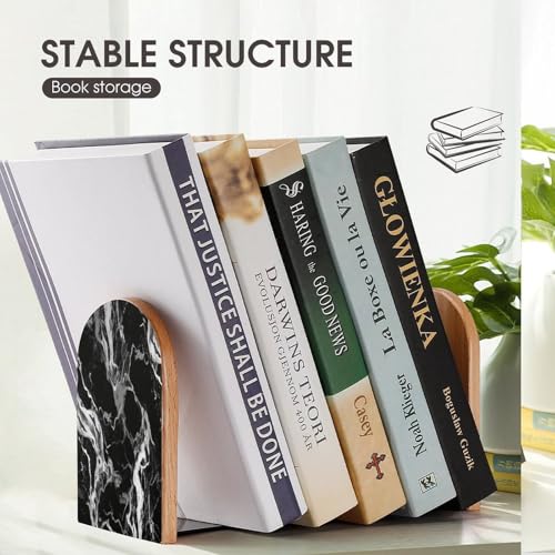 Sujetalibros de mármol negro organizador de libros antideslizante universal 8