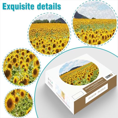 Puzzle de 1000 piezas redondo contra el estrés con escena relajante de girasoles 6