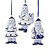 Kurt Adler 1 Set 3 Assorted Porcelain Delft Blue Santa Christmas Ornaments