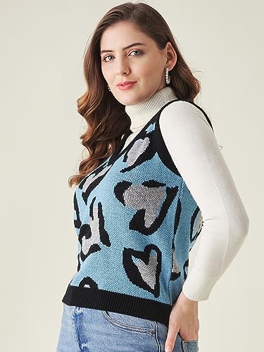 Image of Modeve Printed V Neck Sleeveless Sweater for Women||Winterwear||