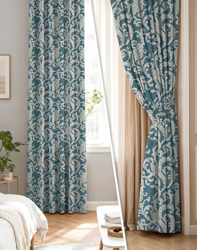 Image of Casableu Anthem Kelso Cotton Look Door Curtains Pack of 2-9 Feet Long Door, Printed Design, Room Darkening Curtains with Tiebacks, Eyelet Style for Bedroom & Living Room Decor (Ziggurat, 9 feet)
