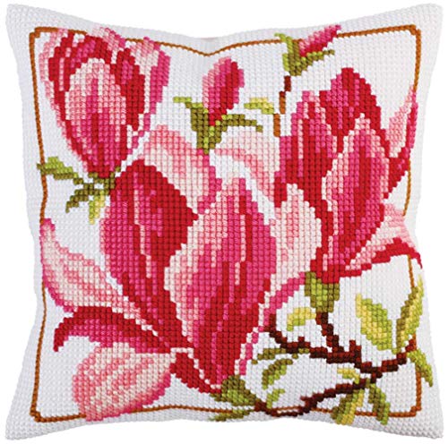 Collection D'Art Cushion KIT/Magnolia FLOWERS/40 X 40, Multi, 40 x 40cm