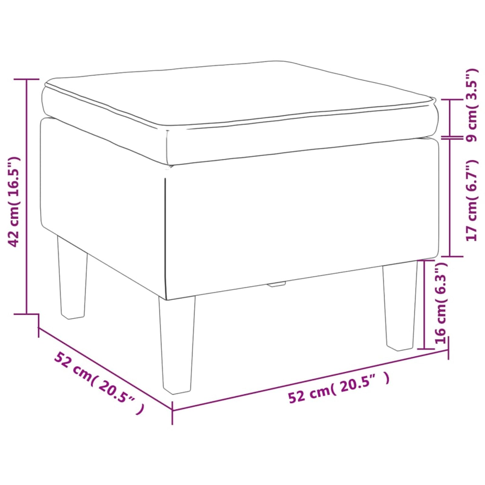Tidyard Tabouret avec Pieds en Bois Gris foncé Tissu, Pouf Repose-Pied, Coffre de Rangement Petit Siège Ottoman, Tabouret Bas pour Canapé, Chambre, Salon, Entrée