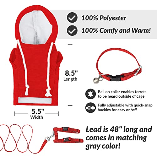 Red Ferret Sweater, Harness, and Leash Set - Ferret Clothes- Ferret Accessories - Clothes for Ferrets - Ferret Stuff - Hoodies for Ferrets - Ferret Accessories - Image 3