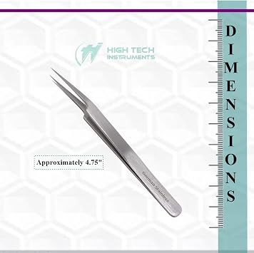 Precision Tweezers Stainless Steel 4.75 with Non-Marring Finely Pointed Tips Plain Handle For Hobby Craft Scrapbooking Tools for Jewelry-Making, Soldering, Electronics Repair, DIY Projects