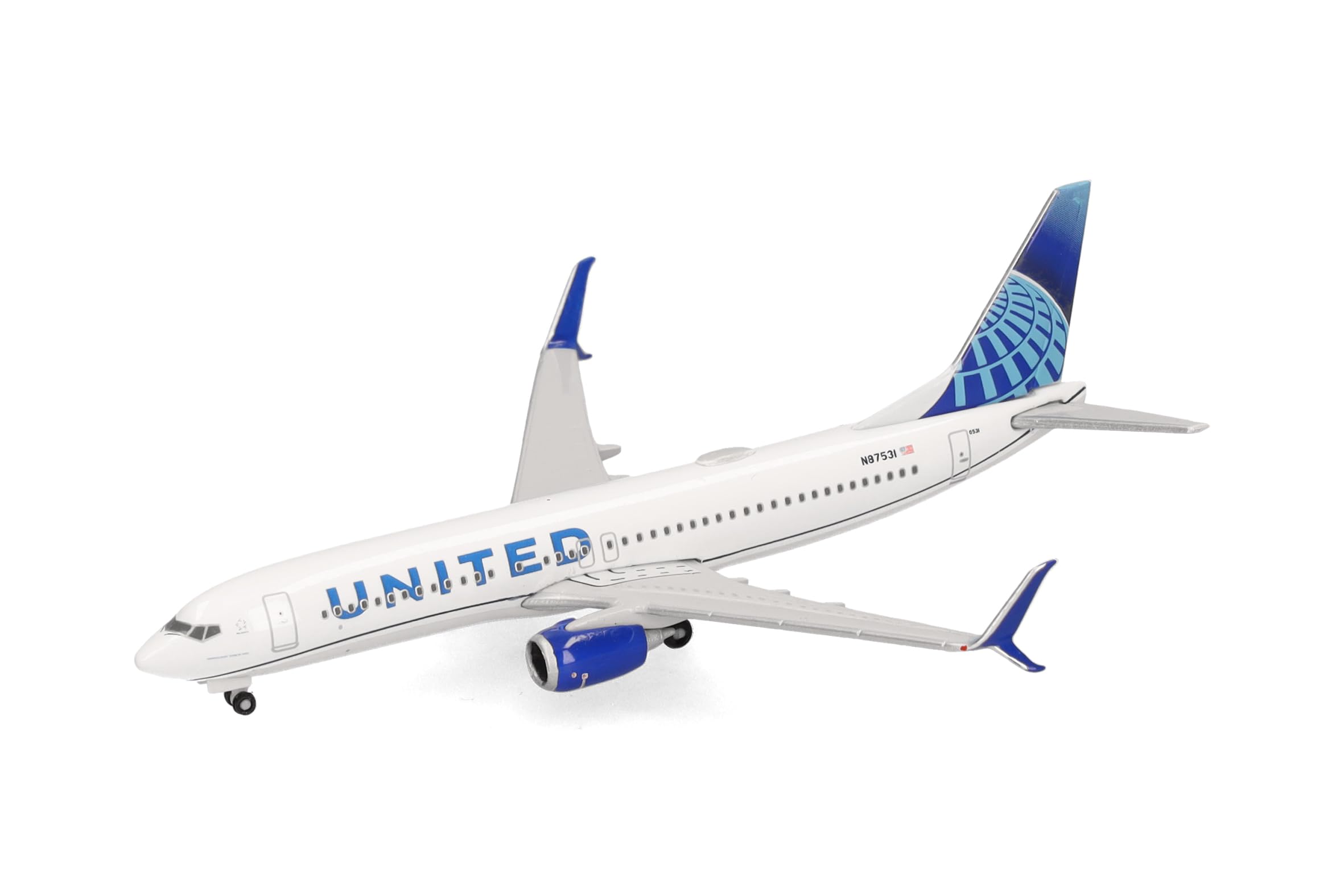 Herpa Modellino aereo United Airlines Boeing 737-800, miniatura scala 1:500, pezzo da collezione, modello senza supporto, metallo
