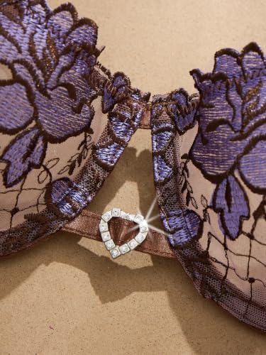 Image of Lilosy Sexy Tie Side Cute Underwire Push Up Strappy Embroidered Mesh Sheer Lingerie Set