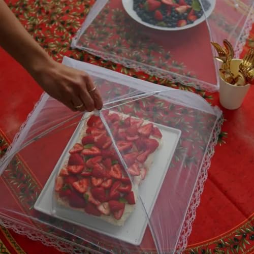 Image of Food Cover for Outside 2Pcs Food Tent Fruit Cover Pop-Up Food Nets Outdoors Mesh Screen Collapsible 17 Inch Net Protectors for Outdoors Parties Picnics BBQs Keep Out Flies Bugs.(White /2)