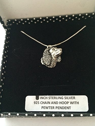 Pendentif épagneul en argent 925 fait main avec sa chaîne de 50cm et son écrin
