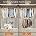 Hanging Closet Rod Adjustable Width Height Closet Rods For Hanging Clothes Black Closet Extender Hanging Rod Clothes Space-Saving Hanging Bar Organizer