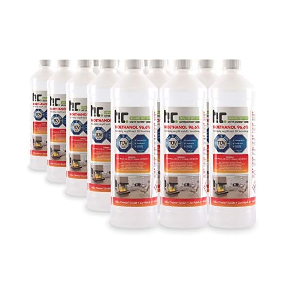 Höfer Chemie 15 x 1 L FLAMBIOL® Bioethanol 96,6% Premium für Ethanol Kamin, Ethanol Feuerstelle, Ethanol Tischfeuer und…