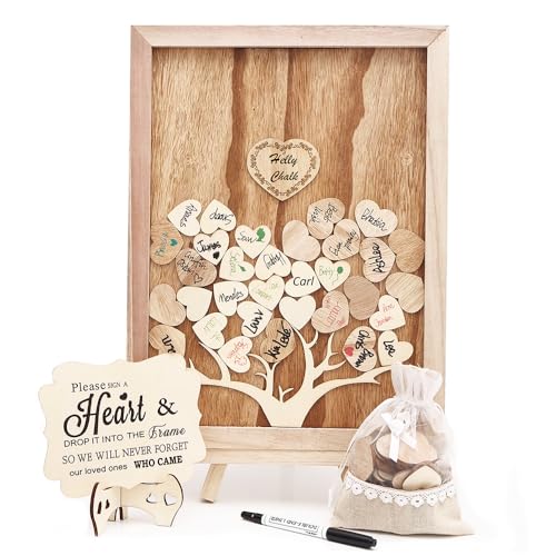 YIDOMARI Rustic Wedding Guest Book Alternative, 16x12 Wooden Guest Book