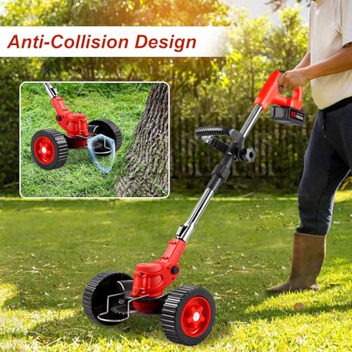 Image of Electric Wireless Rechargeable Edge Cutter 48V-25cm Cutting Width|3-in-1 Mower & Trimmer|Adjustable Height |3 Ergonomic Handle for Home Kitchen and Restaurant