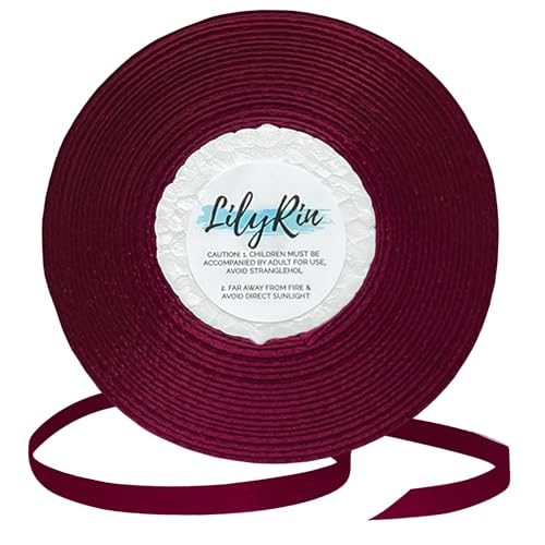 Image of Burgundy Ribbon 1 /4 Inches 36 Yards Satin Roll Perfect for Scrapbooking, Art, Wedding, Wreath, Packing Birthday, Wrapping Christmas Gifts or Other Projects Maroon