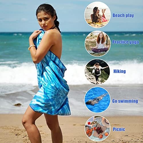 Cozlly Microfibre Beach Towel Double Sided, Oversized Quick Dry Sand Free Towel, 153*77CM Large Blue Beach Towels for Adults Kids, Pool Towel, Gym Towel, Absorbent Swimming Quick Dry Beach Towel