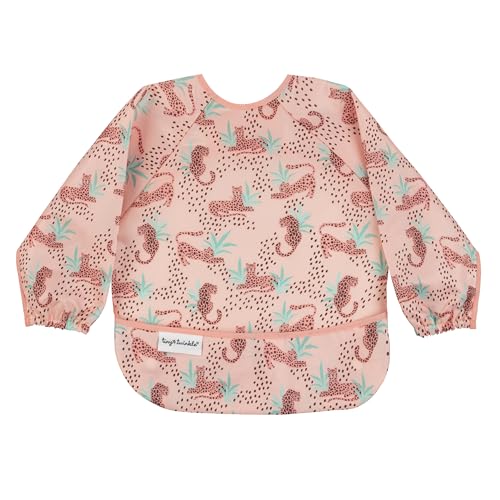 Image of Tiny Twinkle Long Sleeve Bib for Babies & Toddlers | Waterproof Smock Bib for Eating | Machine Washable & Mess-Proof Feeding Essentials | Newborn Shower Gift (Leopard, 6–24M)