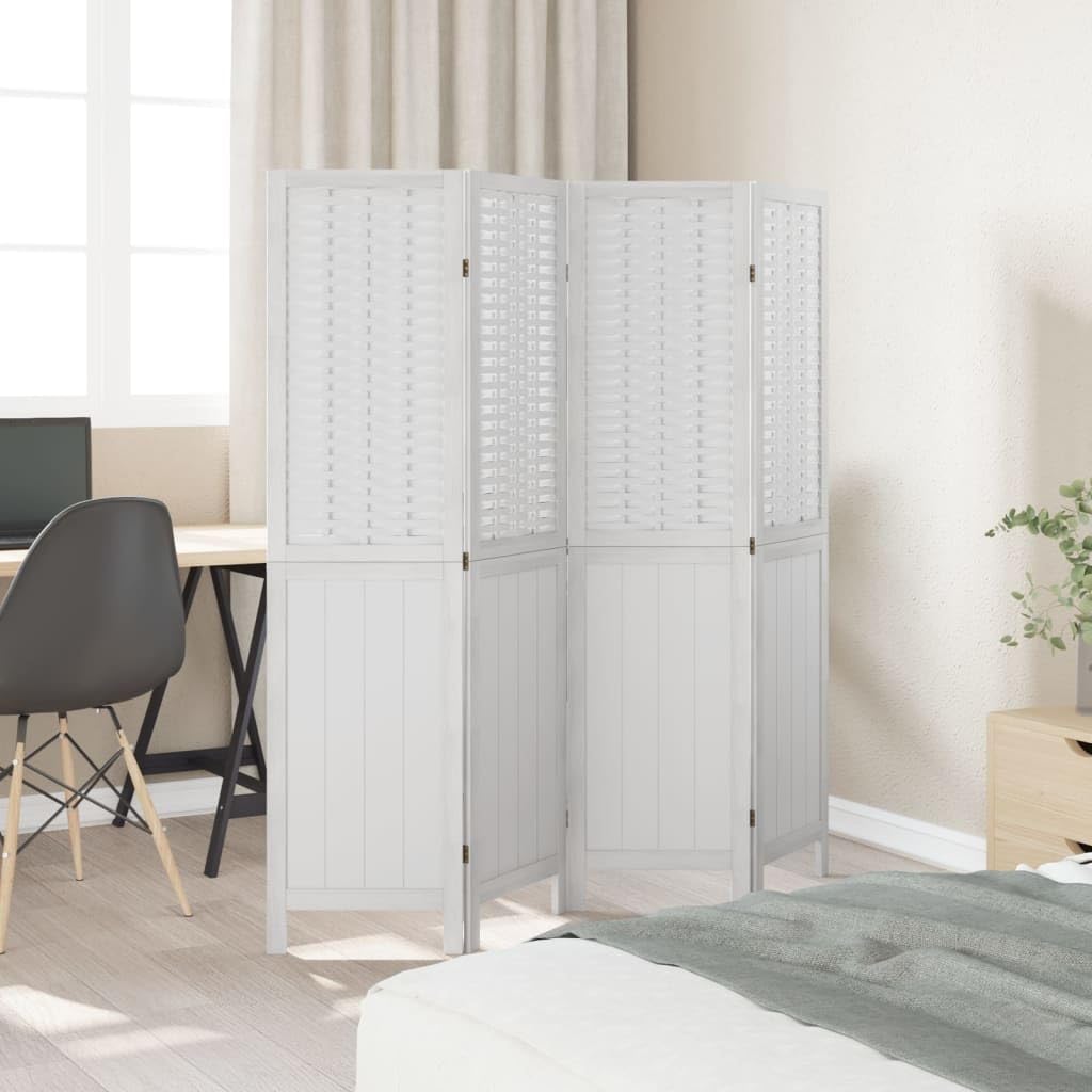Paravent pliable en 4 parties - Blanc - 140 x 160 cm