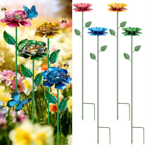 4 Pack Bee Watering Station Butterfly Bird Bath Flower Design Feeder Garden