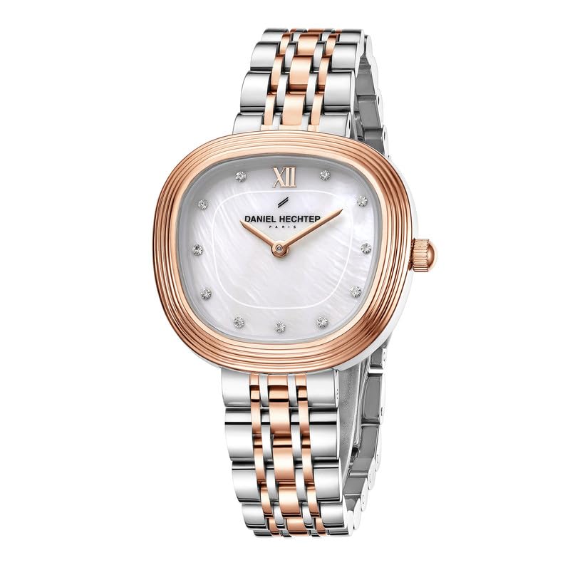 Image of Daniel Hechter Paris Collection Analog Watch for Women with Cushion Dial, Crystal Hour Markers, Roman Numeral at 12 o'Clock and Stainless Steel Strap - DHW2030