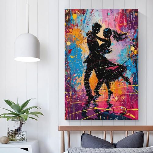 aaaaab Leinwandbild „Dancing in Paint“, für Schlafzimmer, Teenager, Mädchen, Frauen, Wohnzimmer, Dekoration, Flur, Bilder, 40 x 60 cm