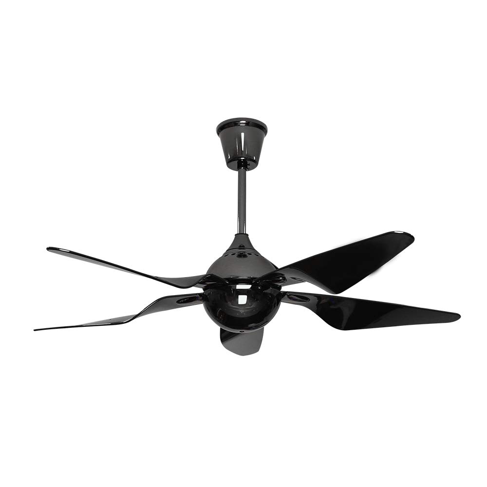 Fanzart Dark Knight - 48" Nickel Black Decorative 1220 mm Ceiling Fan, with 5 Palm Shaped ABS Blades, Energy Efficient Ceiling Fan with Noiseless Motor (Black)