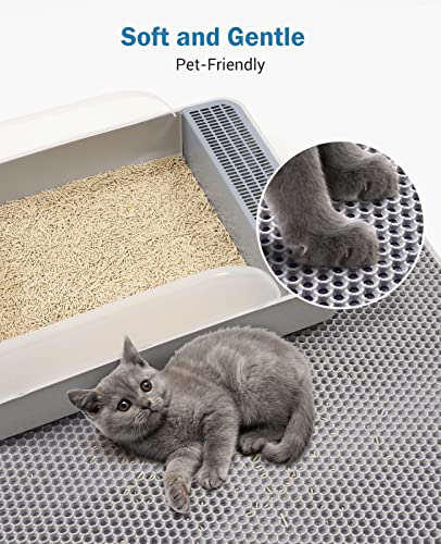 Cat Litter Mat, Fostanfly 45"X 27"Kitty Litter Trapping Mat, Washable Extra Large Xl Honeycomb Double Scatter Control Layer Mat, Urine & Waterproof Litter Box Mat, Easy Clean Litter Mats For Floor #TOP4