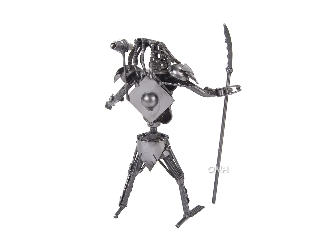 Old Modern Handicrafts Modello di Predatore in Metallo con Scudo e Spada - Realizzato in Metallo di Alta Qualità - 7,87 x 4,72 x 8,66 pollici
