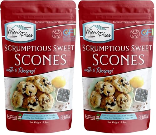 Mom's Place Gluten-Free Scrumptious Sweet Scone Mix with 5 Recipes, Quick &amp; Easy, Nut-Free, Dairy-Free &amp; Soy-Free, 8 Servings, 15.3 oz (Pack of 2)