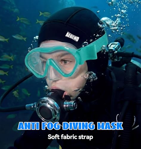 Aegend Gafas de Natación para Niños con Esnórquel, Máscara de Buceo con Cubierta de Nariz, Correa de Tela Tejida, Antivaho y Sin Filtraciones miniatura 3