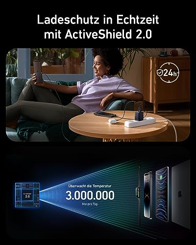 Anker 67W USB C Ladegerät, Anker Prime GaN Netzteil USB C, 3 Port PPS – Ansicht 4