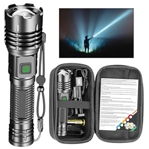 LeKaufen Taschenlampe LED Aufladbar, 20000 Lumen Taschenlampe Extrem Hell, Batteriebetrieben mit Ladefunktion, 5 Modi Wasserdicht Einstellbarer Fokus für Camping Wandern Angeln