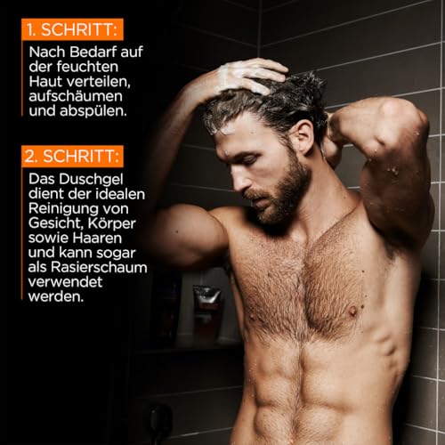 L'Oréal Men Expert XXXL 5-in-1 Shower Gel and Shampoo for Men, Shower Bath for Cleansing Body, Hair and Face, Men's Body Care for Long-Lasting Freshness with Carbon, Pure Carbon, 1 x 1000 ml