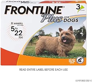 Frontline Plus Flea and Tick Treatment for Dogs (Small Dog, 5-22 Pounds, 3 Doses)