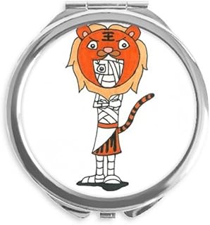 Egypt Mummy Horus Tiger Hat Hand Compact Mirror Round Portable Pocket Glass