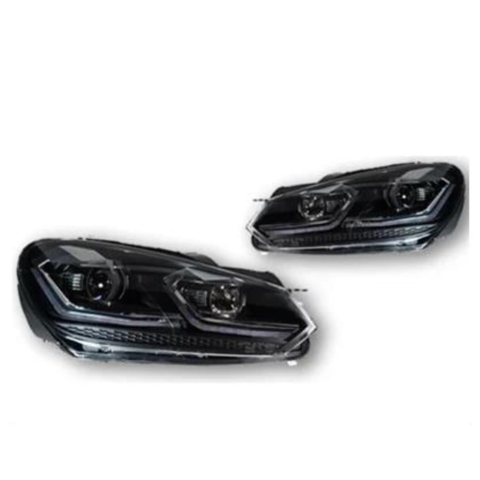 Gruppo Ottico Anteriore Per VW Per Golf 6 MK6 2009-2012 | Fari anteriori a doppia lente con LED potenziati(Argento,Guidatore mancino)