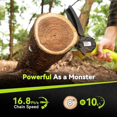 Supstable Mini Chainsaw Cordless 8-inch: Handheld Saws for Tree Trimming Wood Cutting, Electric Chain Saw with 2×4000mAh Rechargeable Batteries, Auto Oiler, Gifts for Men Dad Husband Fathers Garden - Image 6