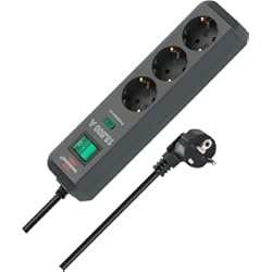 Mejor Regleta Inteligente Brennenstuhl Regleta de Enchufes con 3 Tomas de Corriente y protección contra sobretensiones (Cable de 1.5 m, Interruptor Iluminado, protección sobretensión hasta 13.500 A)