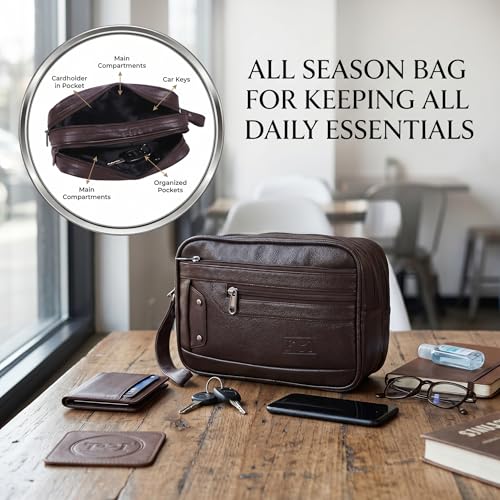 Image of kbi Mens Cash Bag Pouch Money Carrying Handling Luggage Multipurpose Travel Pouch vegan Leathe