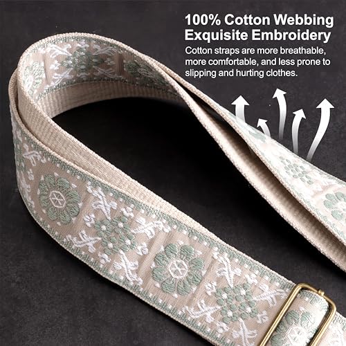 Nefelibata Guitar Strap,Jacquard Embroidery Cotton Guitar Straps with Crazy Horse Leather Ends for Bass Electric & Acoustic - Image 4