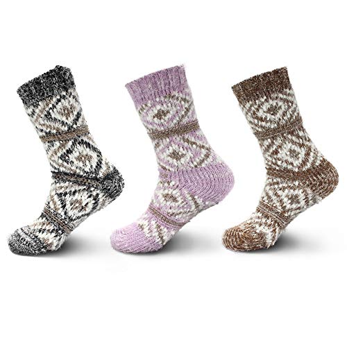 Image of BambooMN Women's Thick Vintage Pattern Cabin Crew Socks
