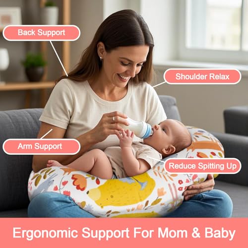 Image of x-vesolje Nursing Pillow, Breastfeeding Pillow with Removable Cover, Ergonomic Breast Feeding Pillow, Baby Feeding Support Pillow for Mom Easier Breastfeeding- Original Size /Jungle
