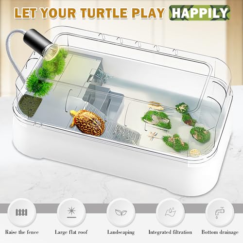 Jiurun Turtle Aquarium Kit,Turtle Tank Starter Kit With Pump Filter Basking Platform And Uv Light thumb #2