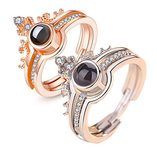 S925 lindo e autêntico anel Pandora em prata de lei 100 idiomas com projeção de luz Eu te amo anel p