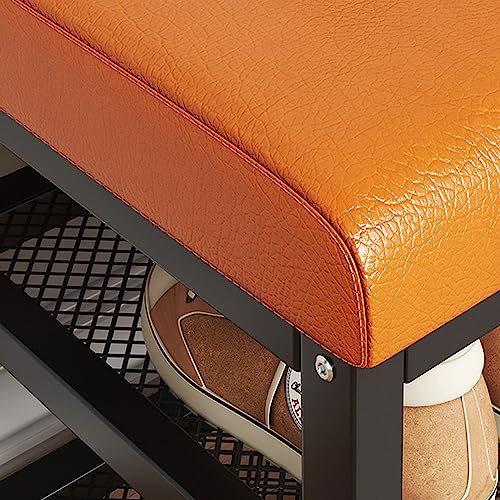Banc à chaussures d'entrée de 60 cm avec assise rembourrée et étagère basse - 6