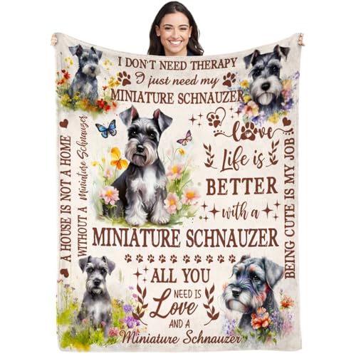 Lussues Nee Miniature Schnauzer Blanket for Womens,Miniature Schnauzer Flannel Throw 50 * 60in