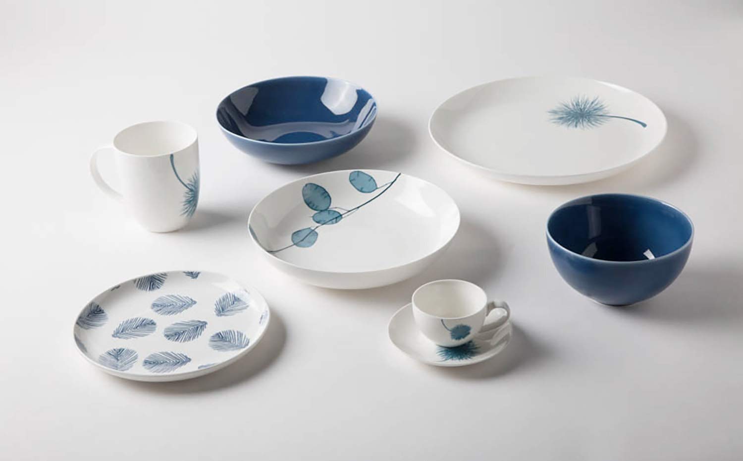 Set BOWLS - PIATTI FONDI Botanic Blu