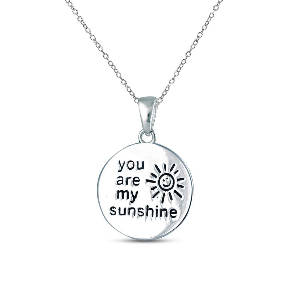 Charmsy SilverCharmsy 925 Sterling Silver Inspiration Engraved Pendant Necklace with Cable Chain for Women and Teen Girls