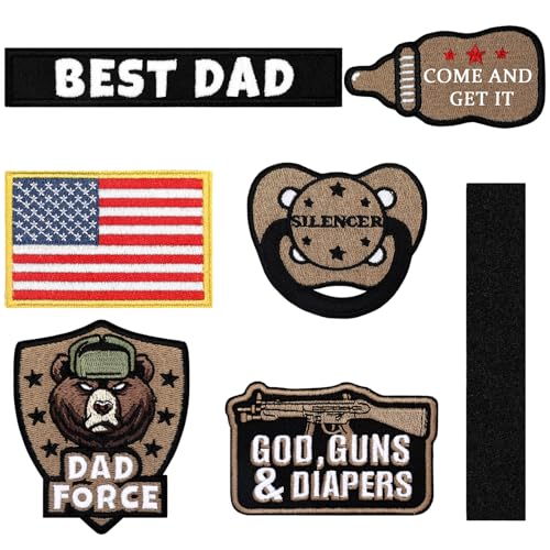 Image of Maiteenly 6 Pcs Daddy Tactical Patches Hook and Loop Patch for Dad Tactical Patches Include Pacifier, Bottle, and Flag for Hats Coats Diaper Bags Father's Day Gift(Cool Daddy,Brown)