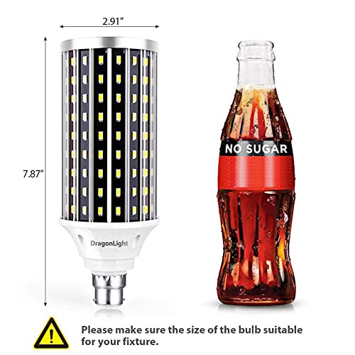 DragonLight Super Bright 50W B22 Bayonet Cap LED Corn Light Bulbs (400 Watt Equivalent) - 6000K Daylight 5500 Lumens, Pack of 2 - Image 2
