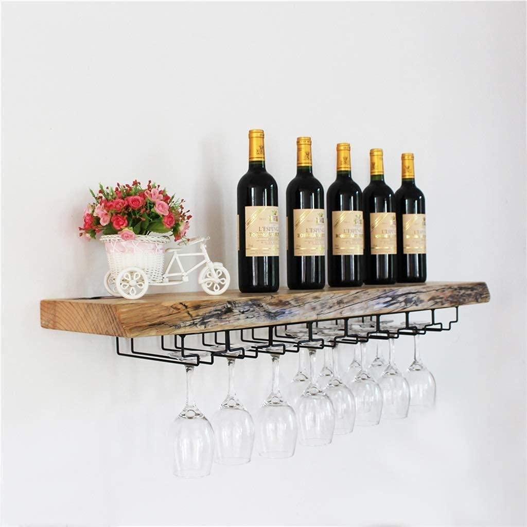 Étagère Murale pour Casier à Vin en Bois et Métal : Sublimez Votre Coin Bar et Vos Verres